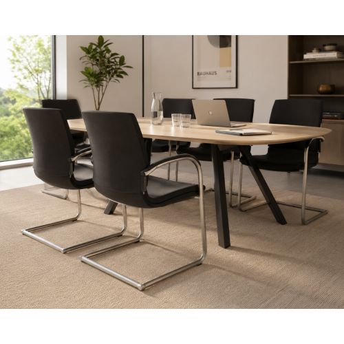 Ahrend 230 vergaderstoel, meegestoffeerde rugleuning, zwart-aluminium