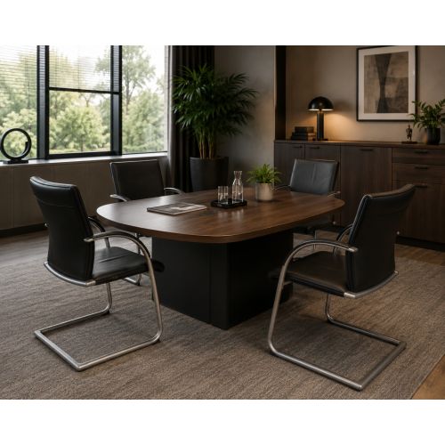 Ahrend 350 vergaderstoel, lederen bekleding, zwart-alu