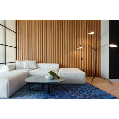 Akupanel Pro (brede latten), akoestisch wandpaneel, bruin eiken - zwart vilt