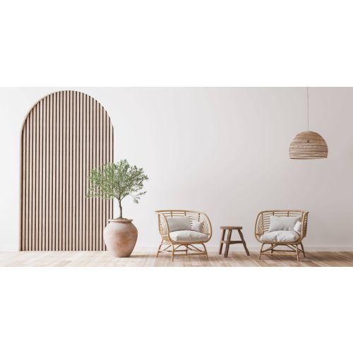 Akupanel Pro (brede latten), akoestisch wandpaneel, licht eiken - zwart vilt