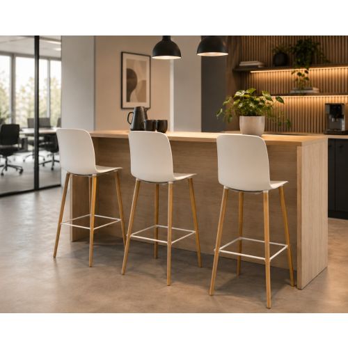 Steelcase Cavatina barkruk, 4-poot, eiken-wit