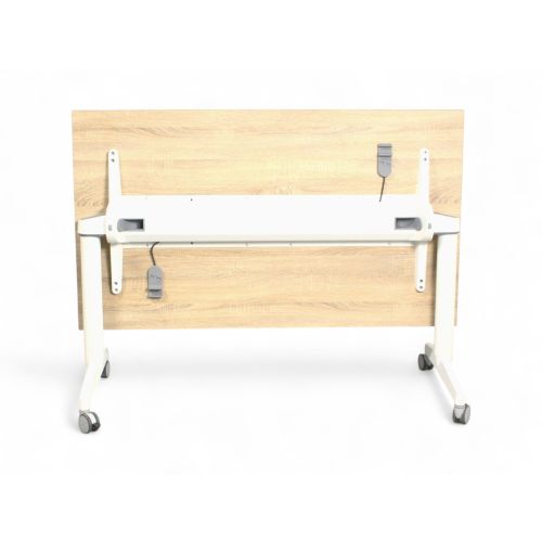 Steelcase FlipTop Twin verrijdbare klaptafel, 140x80cm, wit-midden eiken