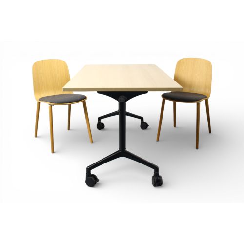Flexaro Easy Turn tafel, verrijdbaar en opklapbaar, 160x80cm, nieuw blad naar keuze