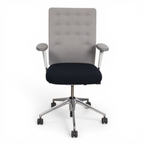 Vitra ID Trim bureaustoel met lendensteun, zwart-grijs-chrome