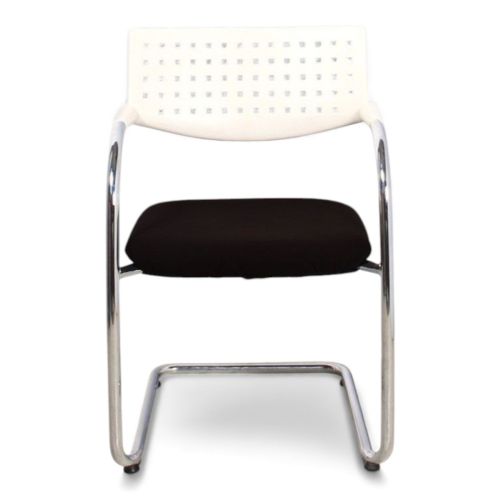 Vitra Visavis vergaderstoel, zwart-wit met chrome