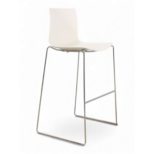 Arper Catifa 46 design barkruk, slede model, wit-chrome, stapelbaar