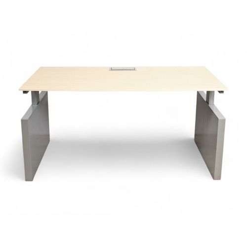 Voortman Hi Tee bureau, 160x80cm, lindberg eiken-aluminium, incl. kabelmanagement