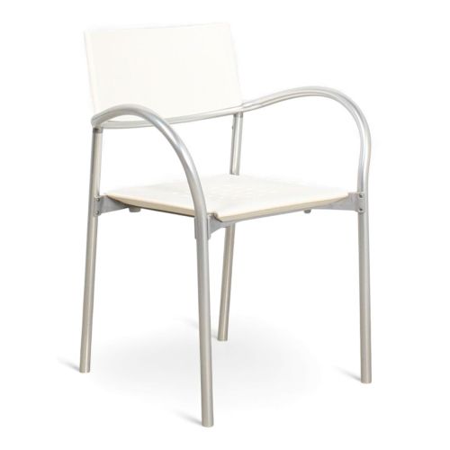 Segis Breeze kantinestoel, 4-poots, wit-aluminium