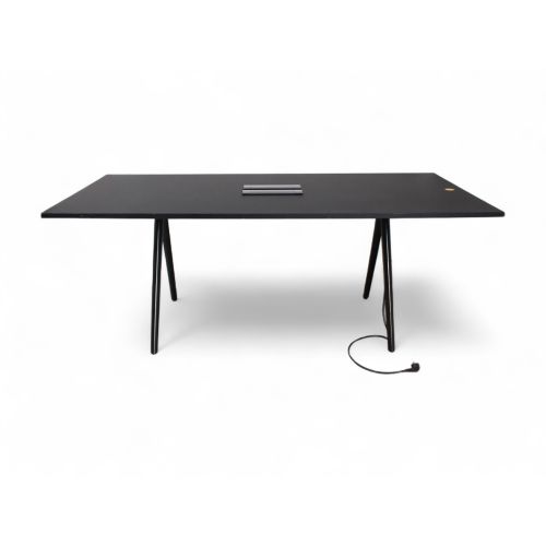 Arper Meety tafel, 200x99 cm, Fenix blad, zwart-zwart