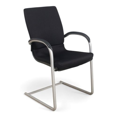 Ahrend 230 vergaderstoel, meegestoffeerde rugleuning, zwart-aluminium