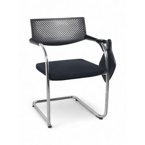 Vitra Visavis vergaderstoel, met schrijftablet, zwart-chrome