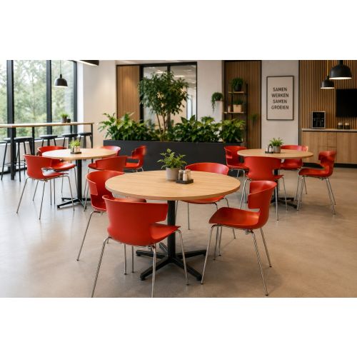 Quadrifoglio Cove kantinestoel, 4-poots, rood-chrome
