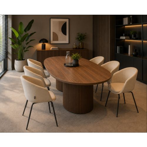 Tova kuipstoel, beige stoffering