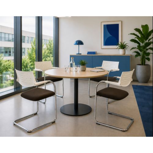 Vitra Visavis stoel, bruin-wit