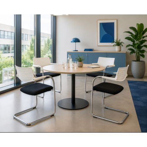 Vitra Visavis vergaderstoel, zwart-wit met chrome