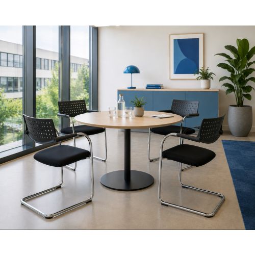Vitra Visavis vergaderstoel, zwart-chrome