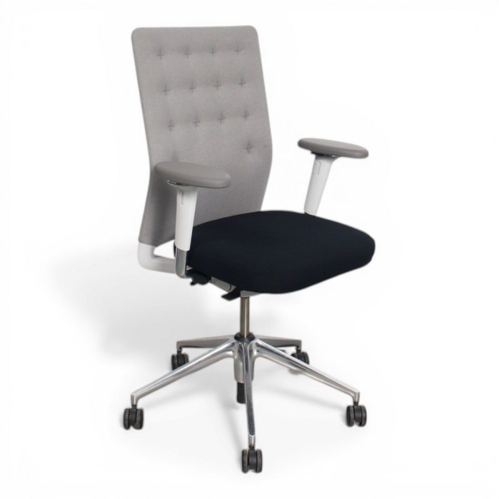 Vitra ID Trim bureaustoel met lendensteun, zwart-grijs-chrome