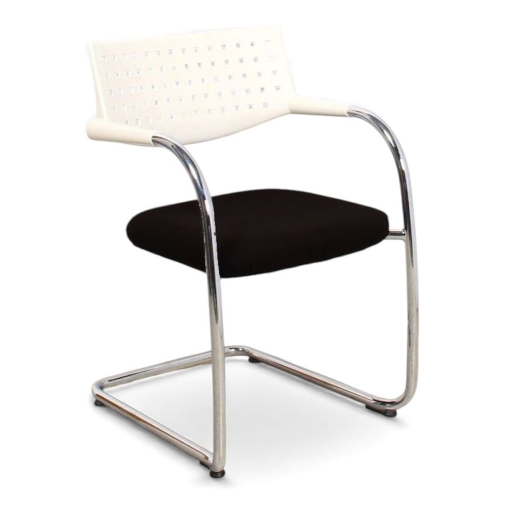 Vitra Visavis vergaderstoel, zwart-wit met chrome