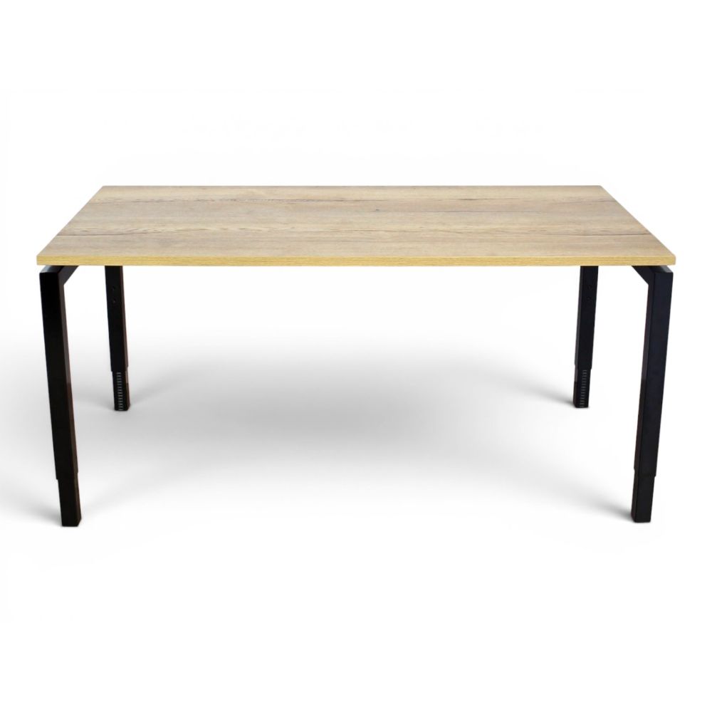 Recht N-poot bureau, 200x100cm, natuur eiken-zwart