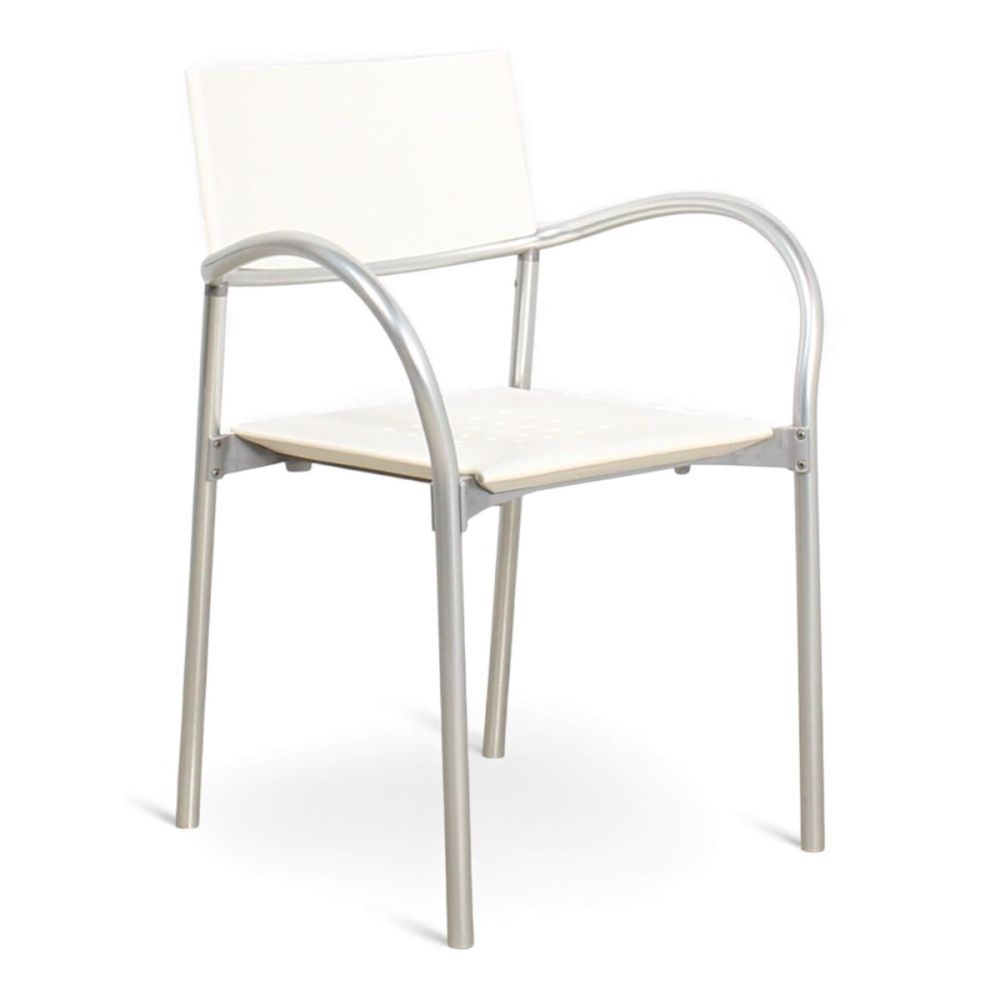 Segis Breeze kantinestoel, 4-poots, wit-aluminium