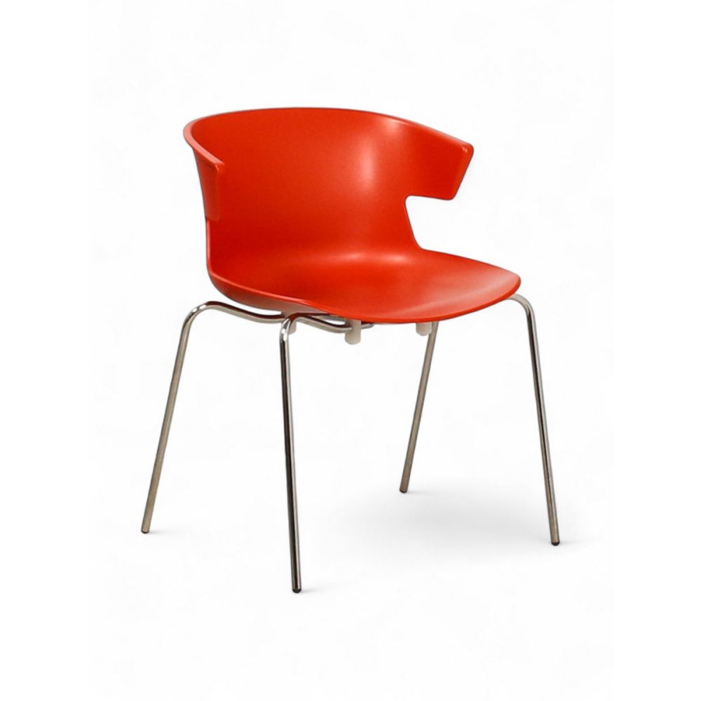 Quadrifoglio Cove kantinestoel, 4-poots, rood-chrome