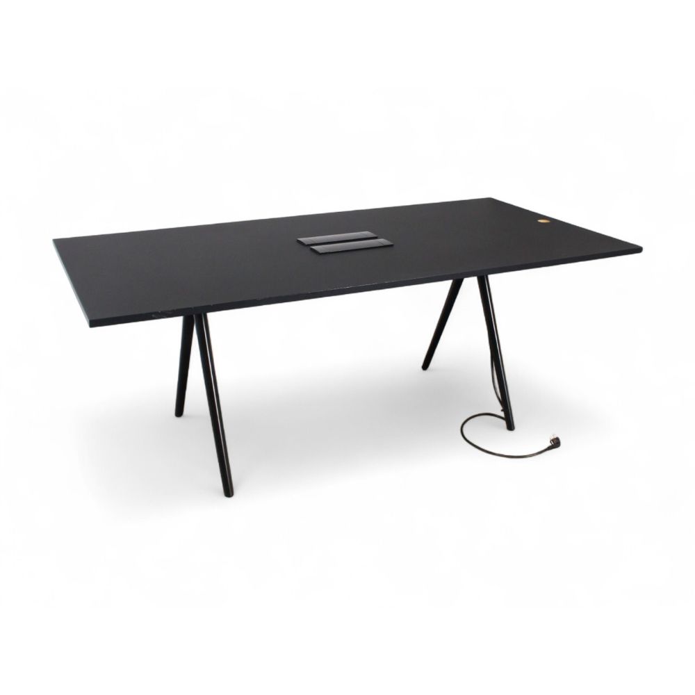 Arper Meety tafel, 200x99 cm, Fenix blad, zwart-zwart