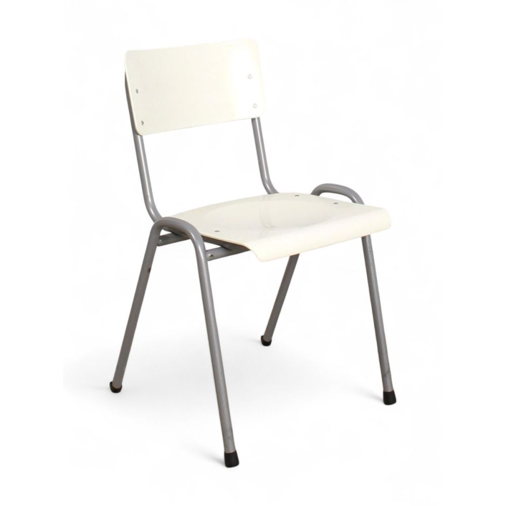 De Valk model 3392 kantinestoel, alu-wit