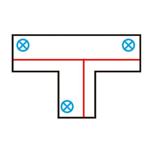T-koppelstuk, rechts B, voor 3-fase rail