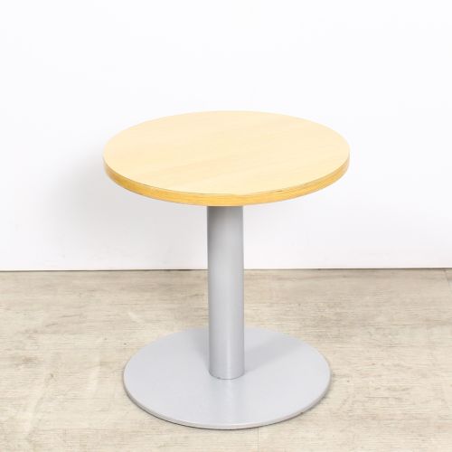 Pedrali salontafel, rond model, 50 cm diameter, aluminium onderstel, lindberg eiken blad