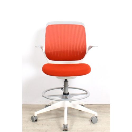 Steelcase Cobi, hoge werkstoel, wit-rood