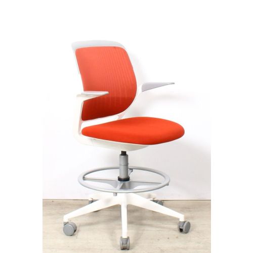 Steelcase Cobi, hoge werkstoel, wit-rood