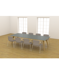 Cube Design Spider tafel, lengte 160-300 cm, bladdiepte 100 cm, fineer of HPL blad, houten onderstel