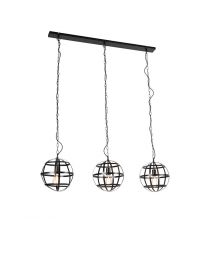 Metalen bollen hanglamp, 3 lichtpunten, zwart, Ø30cm