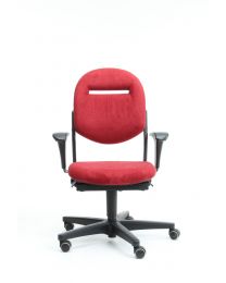 Ahrend 220 bureaustoel, EN1335, 2D armleuning, gereviseerd, nieuwe rode stoffering