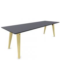 Cube Design Spider tafel, lengte 160-300 cm, bladdiepte 90 cm, fineer of HPL blad, houten onderstel