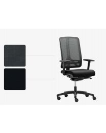 FLEXi bureaustoel EN1335, zwart gestoffeerd met mesh rug