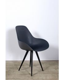 Kubikoff Dimple Chair, versie Closed, 4-poots, polypropyleen, antraciet gekleurde kuip, zwart frame
