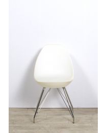 Roberto Foschia MidJ Ice S design stoelen, witte kunststof kuip, chrome onderstel