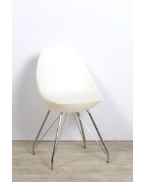 Roberto Foschia MidJ Ice S design stoelen, witte kunststof kuip, chrome onderstel