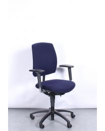 Drabert Entrada bureaustoel, NPR1813, ovale armpad, blauw gestoffeerd, zwart voetkruis