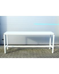 Grote ahrend bartafel van 100 cm hoog, 240 x 60 cm, wit blad, wit onderstel