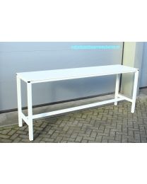 Grote ahrend bartafel van 100 cm hoog, 240 x 60 cm, wit blad, wit onderstel