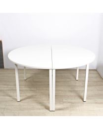 Ronde vergadertafel, twee-delig, ⌀ 160 cm, wit frame, met wit blad
