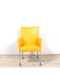 Bert Plantagie Arc design stoel, verrijdbaar, geel leder