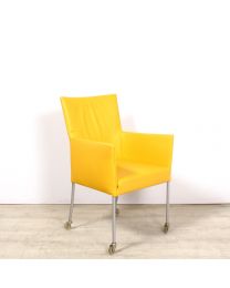 Bert Plantagie Arc design stoel, verrijdbaar, geel leder