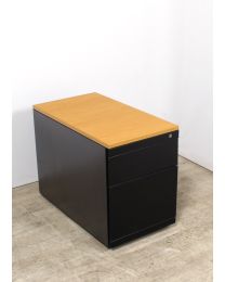 Eco-Office Ladeblok, 2+1 laden, zwart, met beuken topblad