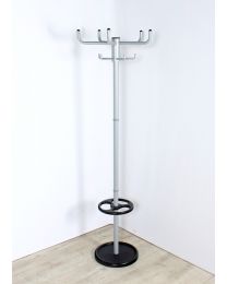 Unilux kapstok aluminium, 180 cm hoog, 10 haakjes, 3 delige parapluhouder