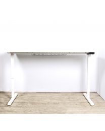 MF Series slinger zit/sta bureau, 140 x 80 cm, geheel in wit, optioneel met kabelkorf