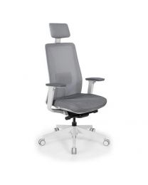 *ACTIE* Sedum EN1335 bureaustoel, grijs-wit, met GRATIS hoofdsteun