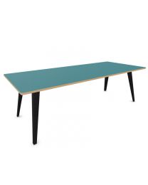 Cube Design Spider tafel, lengte 160-300 cm, bladdiepte 90 cm, fineer of HPL blad, metalen onderstel